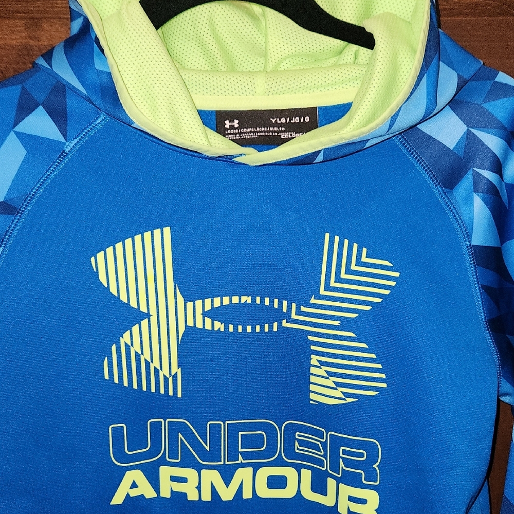 Under Armour Kids Blue and Neon Green Hoodie